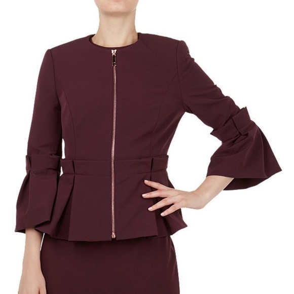 Ted Baker Jackets & Blazers - Ted Baker Maggi Peplum Flare Sleeve Blazer Jacket Dark Purple